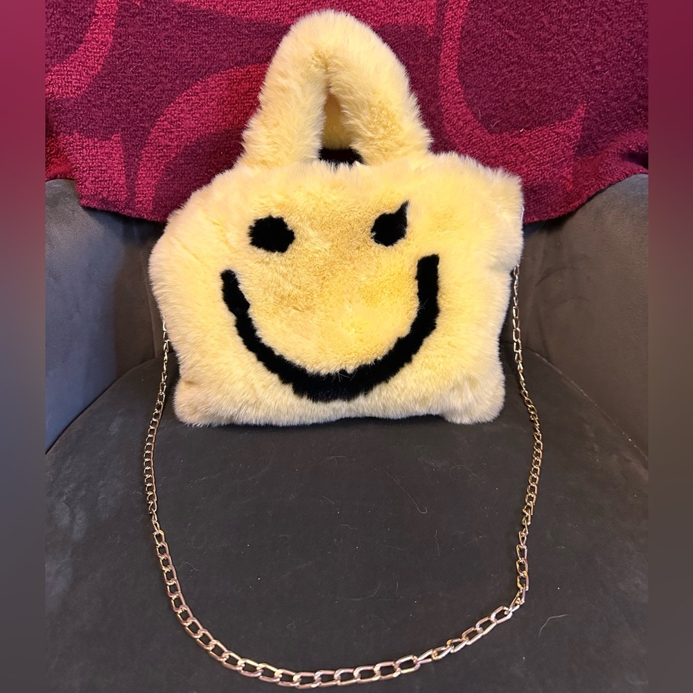A Shop of Things Happy Smiley Fur Bag